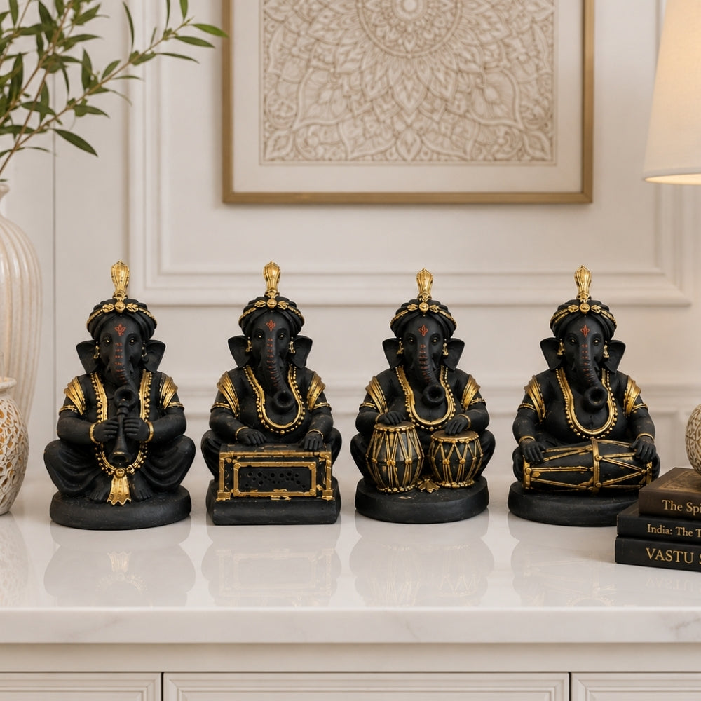 Musical Ganesha Set of 4 Figurines