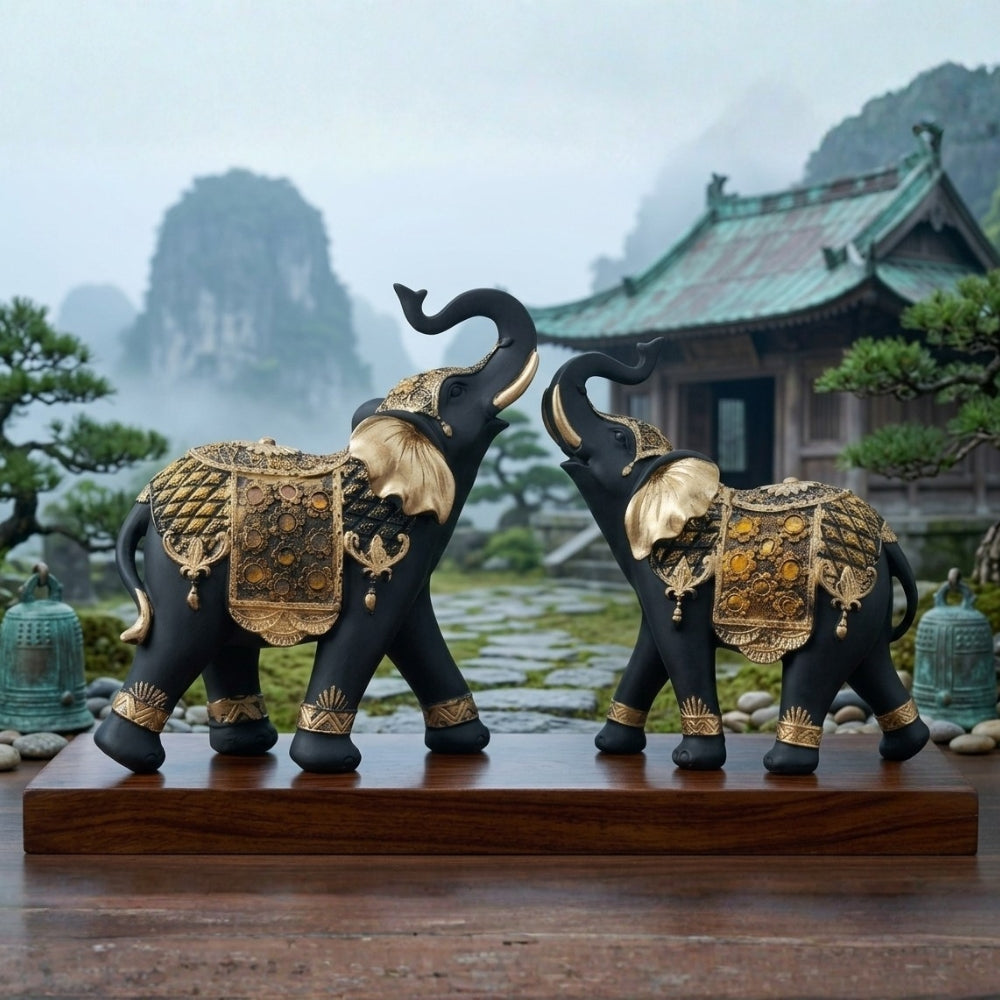 Premium Resin Elephant Pair for Home Decor