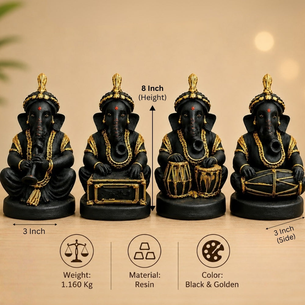 Musical Ganesha Set of 4 Figurines