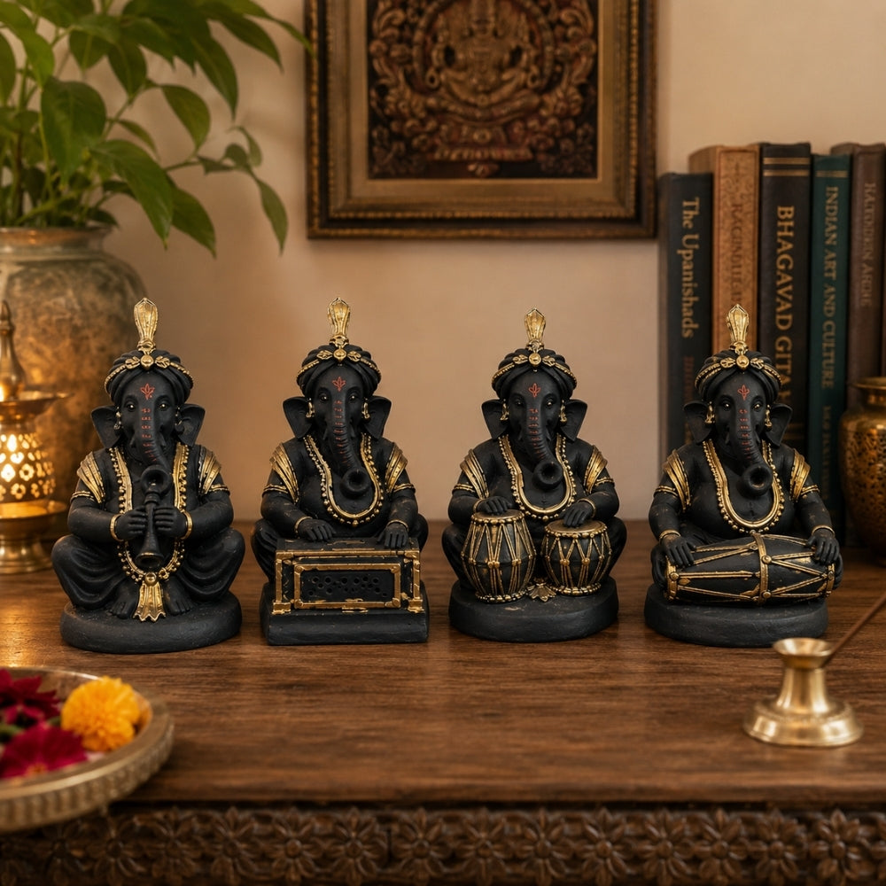 Musical Ganesha Set of 4 Figurines
