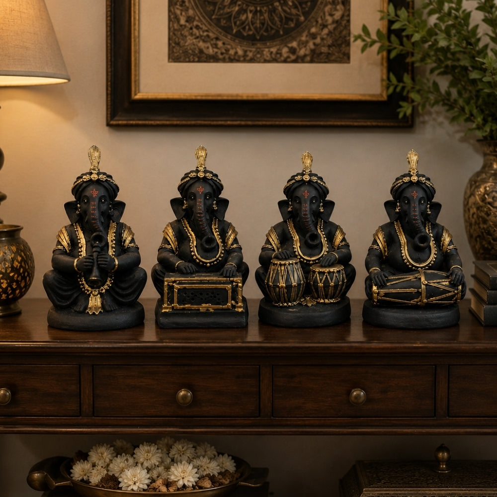 Musical Ganesha Set of 4 Figurines