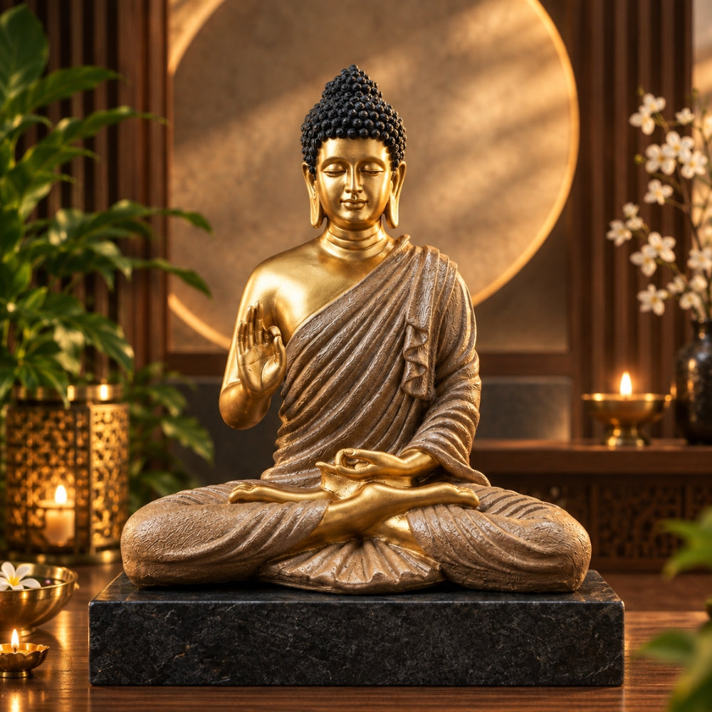 Lord Buddha Bronze Statue for Home Decor | Premium Dhyana Idol - 15 inch