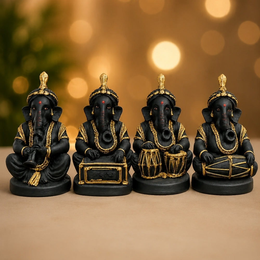 Musical Ganesha Set of 4 Figurines